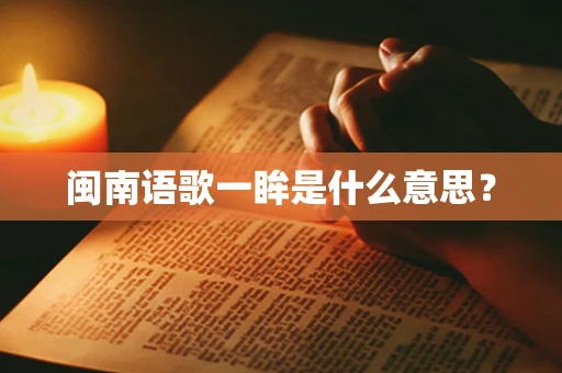 闽南语歌一眸是什么意思？