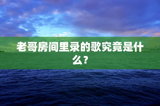 老哥房间里录的歌究竟是什么？