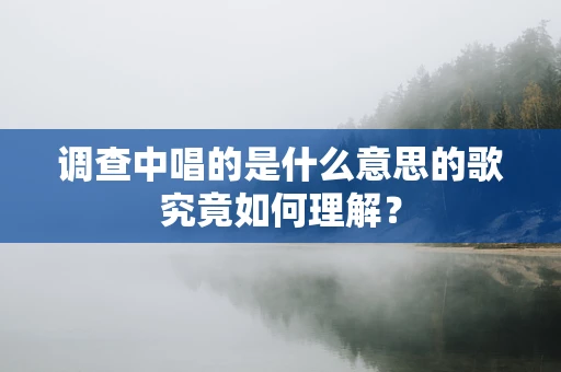 调查中唱的是什么意思的歌究竟如何理解？