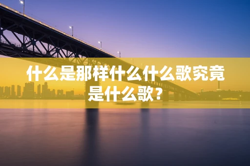 什么是那样什么什么歌究竟是什么歌？